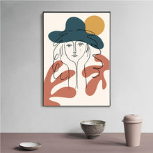 Load image into Gallery viewer, Nordic Minimalist Girl Line Art Fashion Woman Face Wall Canvas Paintings Drawing Posters Prints Decoration for Living Room Home