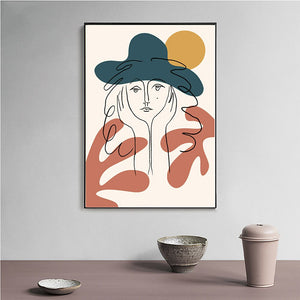 Nordic Minimalist Girl Line Art Fashion Woman Face Wall Canvas Paintings Drawing Posters Prints Decoration for Living Room Home