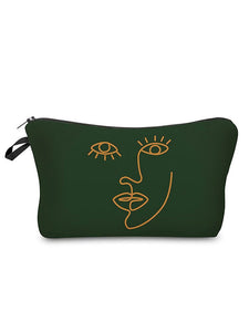 Art Line Print Portable Toiletry Organizer Bag Foldable Cosmetic Bags Fashion Women Brand Makeup Bag Simple Coin Purse