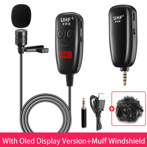 Uhf Lavalier Lapel Wireless Microphone Real Time Recording Vlog Mic