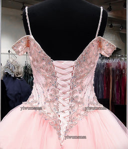 Vestido de 15 anos debutante sweet 16 dresses Pink Custom made Crystals Beading quinceanera dresses vestidos de 15 anos Dress