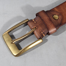 Load image into Gallery viewer, Vintage Luxury Handmade Leather Copper Buckle Man&#39;s Belt Cinturon