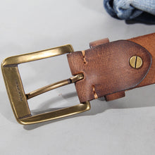 Load image into Gallery viewer, Vintage Luxury Handmade Leather Copper Buckle Man&#39;s Belt Cinturon