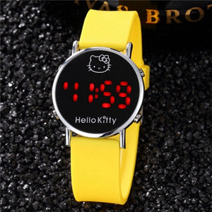 Watch For Boys Girls New Stylish Hello Kitty Watches LED Digital Saats Silicone Watchband Quartz Clock relogio infantil