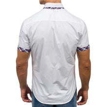 Load image into Gallery viewer, Men Shirt Fashion Casual Slim Short Sleeve Dress Shirt Cotton Plus Size Solid Color Top Clothes White Black
