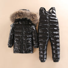 Load image into Gallery viewer, Winter Children Down Suit Long  Zipper Solid White Duck Down Boys Girls Down Jackets Thickening Jacket + Pants Two piece Clothes