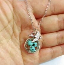 Load image into Gallery viewer, Wish hot new creative swallow homing pendant three turquoise magpie bird nest necklace