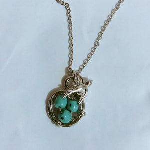 Wish hot new creative swallow homing pendant three turquoise magpie bird nest necklace