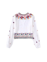 Load image into Gallery viewer, White V Neck Print Shirt Suit High Waisted Elastic A-Line Skirt Set