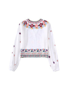 White V Neck Print Shirt Suit High Waisted Elastic A-Line Skirt Set