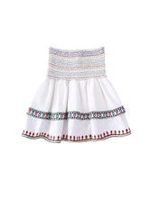 Load image into Gallery viewer, White V Neck Print Shirt Suit High Waisted Elastic A-Line Skirt Set