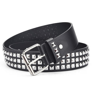 Women Belt Punk Hardware Jeans Belt Square Beads Rivet Belt Black