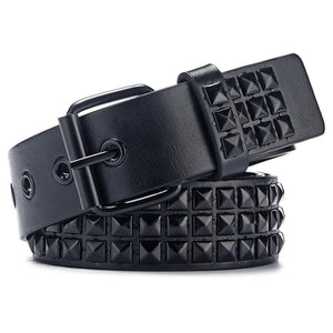 Women Belt Punk Hardware Jeans Belt Square Beads Rivet Belt Black