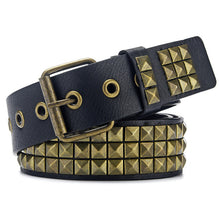 Load image into Gallery viewer, Women Belt Punk Hardware Jeans Belt Square Beads Rivet Belt Black