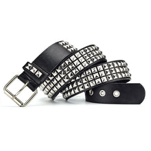 Load image into Gallery viewer, Women Belt Punk Hardware Jeans Belt Square Beads Rivet Belt Black