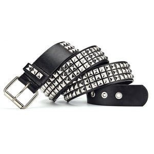 Women Belt Punk Hardware Jeans Belt Square Beads Rivet Belt Black