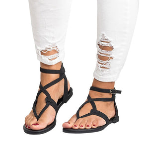 Women Covered Casual Flat Cover Heel Solid Basic Buckle Sandals