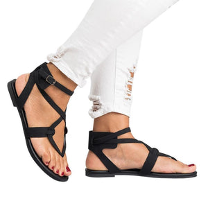 Women Covered Casual Flat Cover Heel Solid Basic Buckle Sandals