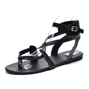 Women Covered Casual Flat Cover Heel Solid Basic Buckle Sandals
