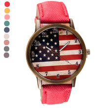 Load image into Gallery viewer, Women Fashion Wrist Watch American Flag pattern Leather Band