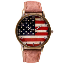 Load image into Gallery viewer, Women Fashion Wrist Watch American Flag pattern Leather Band