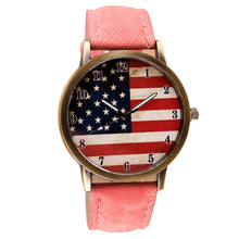 Load image into Gallery viewer, Women Fashion Wrist Watch American Flag pattern Leather Band