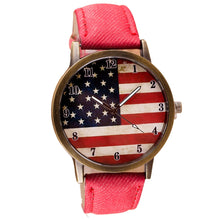 Load image into Gallery viewer, Women Fashion Wrist Watch American Flag pattern Leather Band