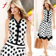 Load image into Gallery viewer, Women Polyester Dot Sleeveless Button Summer Regular Dress