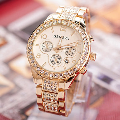 Women Rose Gold Silver Fashion Luxury Crystal Wrist Watches