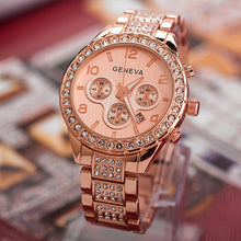 Load image into Gallery viewer, Women Rose Gold Silver Fashion Luxury Crystal Wrist Watches