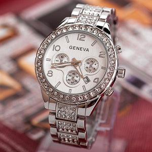 Women Rose Gold Silver Fashion Luxury Crystal Wrist Watches