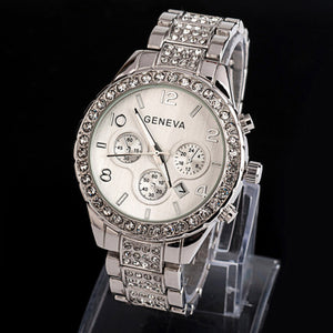 Women Rose Gold Silver Fashion Luxury Crystal Wrist Watches
