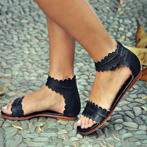 Women Shoes 2018 Summer Shoes Woman Classics Peep Toe Flats Sandals Zip Sandals Women Casual Shoes