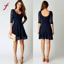 Load image into Gallery viewer, Women Solid Casual Half Sleeve Natural Regular Short Dress