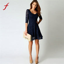 Load image into Gallery viewer, Women Solid Casual Half Sleeve Natural Regular Short Dress