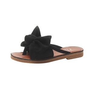 Women Solid Flat Casual Covered Bow tie Cover Heel Sandal