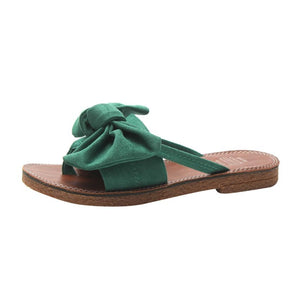Women Solid Flat Casual Covered Bow tie Cover Heel Sandal