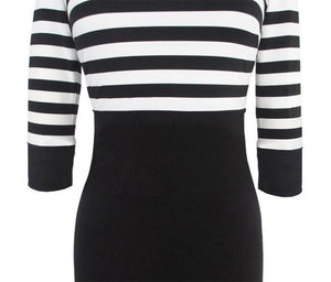 Women Striped Empire Half Sleeve Regular Polyester Dress