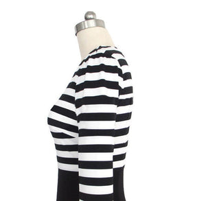 Women Striped Empire Half Sleeve Regular Polyester Dress