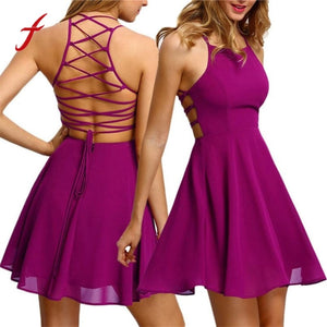 Women Summer Polyester Regular Solid Sleeveless Dress