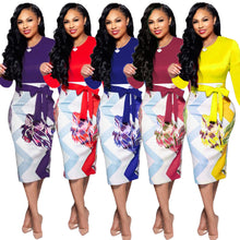 Load image into Gallery viewer, Long Sleeve Round Neck Zip Tight Dress