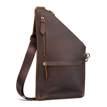 Load image into Gallery viewer, Men&#39;s Crazy Horse Leather Chest Bag Shoulder Backpack