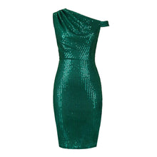 Load image into Gallery viewer, Women&#39;s One Shoulder Sleeveless Hip Wrap Dress