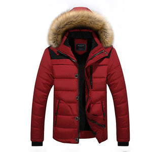 Mens Thick Winter Hooded Big Size Stand Collar Jacket