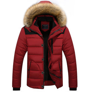 Mens Thick Winter Hooded Big Size Stand Collar Jacket