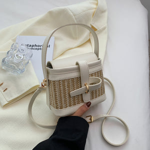 Mini Straw Bucket Bags For Women 2022 Summer Trendy Crossbody Bags Lady Travel Purses And Handbags Female Shoulder Simple Bag