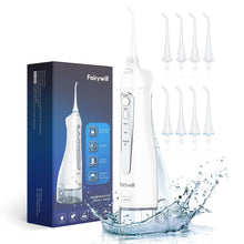 Load image into Gallery viewer, Fairywill 5020E Water flosser Professional Cordless Dental Oral Irrigator with 300ML Water Tank 3 Modes 8 Jet Tips