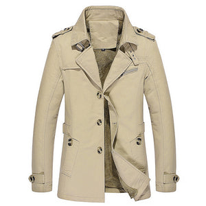 Winter Velvet Plus Thick Warm Military Style Outdoor Jacket Slim Fit Men Parkas Coat