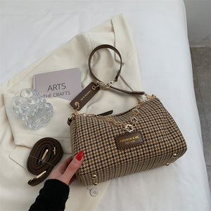 Small Chain Houndstooth Shoulder Crossbody Bags Woolen Cloth Luxury Designer Women 2022 Hit Winter Handbags And Purse Branded