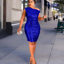 Load image into Gallery viewer, Women&#39;s One Shoulder Sleeveless Hip Wrap Dress